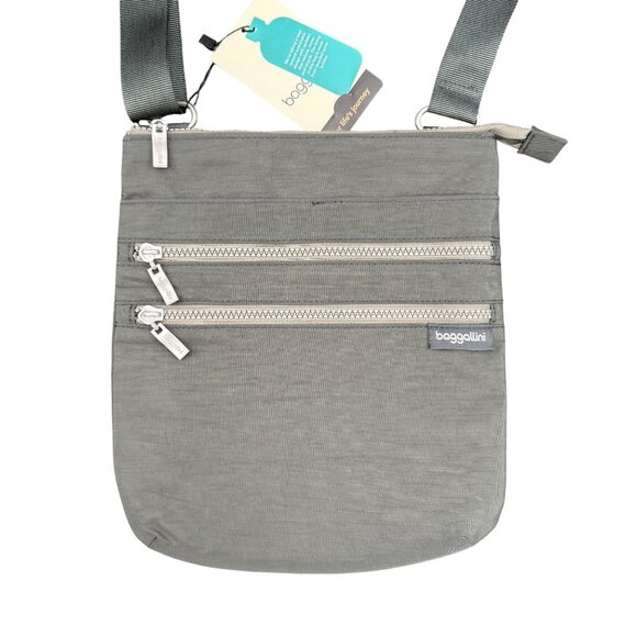 Baggallini Comrade 3-Zip Crossbody Bag Gray Lightweight Adjustable Strap - Picture 3 of 12